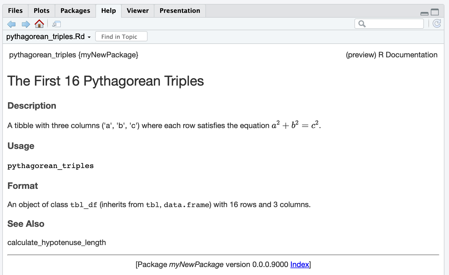 the documentation that goes with the pythagorean_triples object