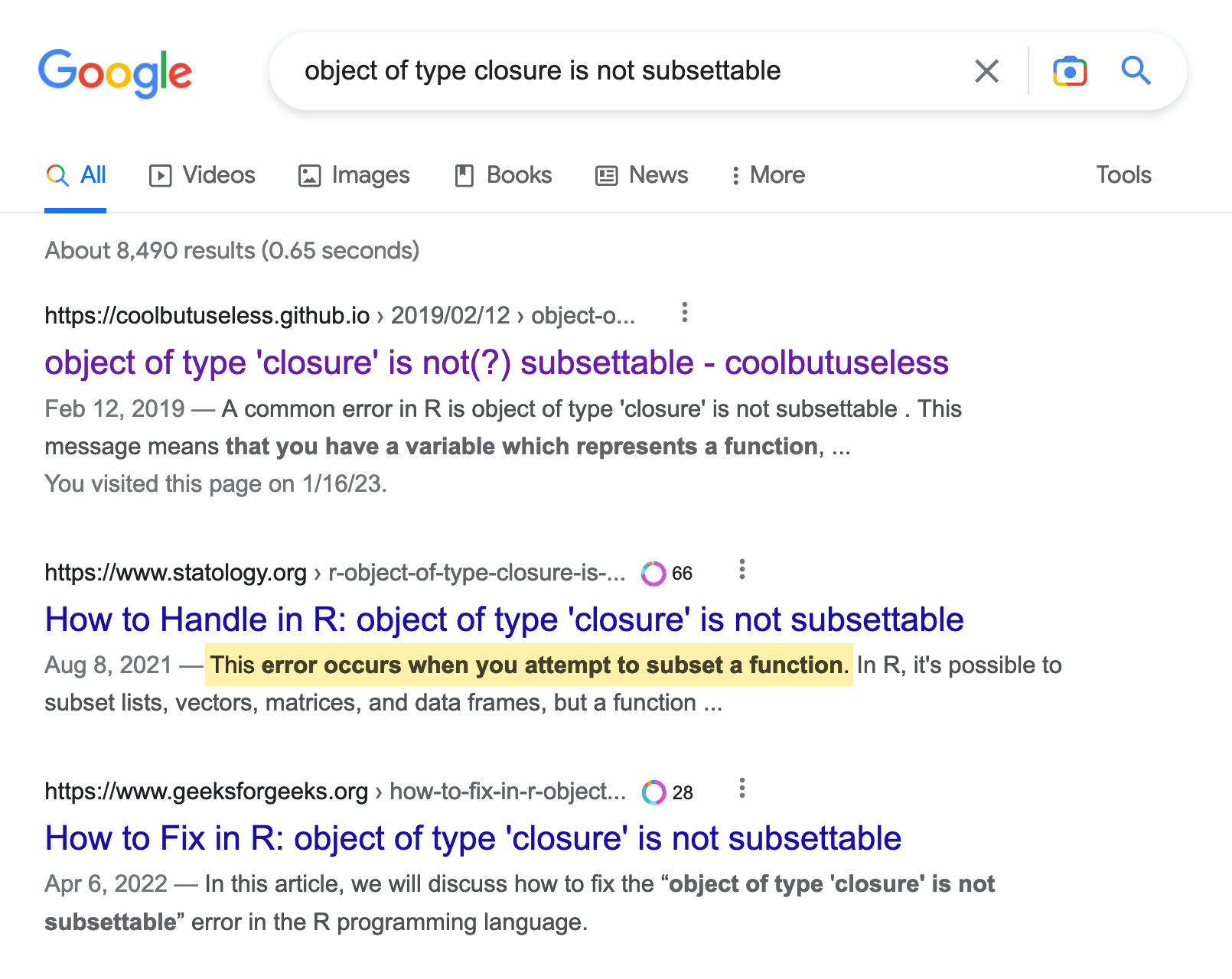 example of how googling your error can be helpful