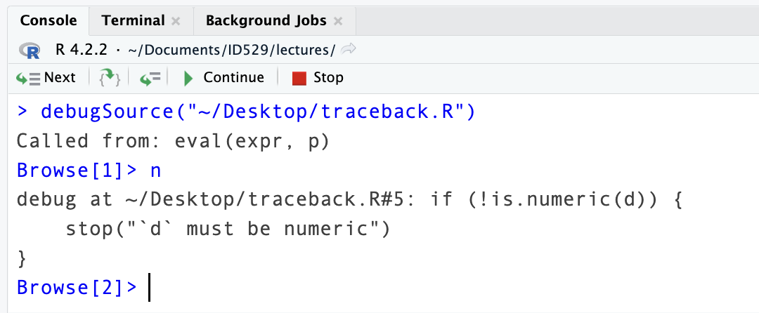 screenshot of a traceback